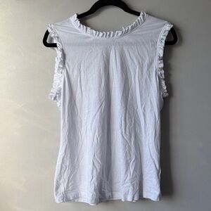 Boden White Ruffled Sleeveless Top